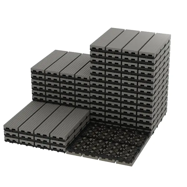 27 Stück WPC Terrassenfliesen 30x30cm Holzoptik…