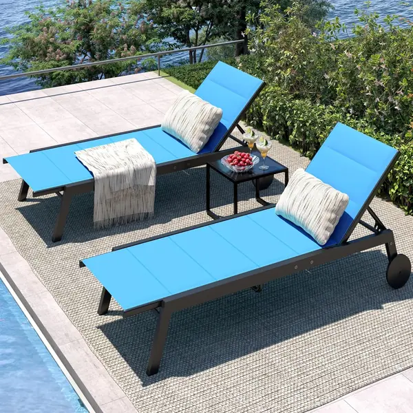 2er Set Sonnenliege Mit Rollen, Gartenliege Mit 5-Stufige…