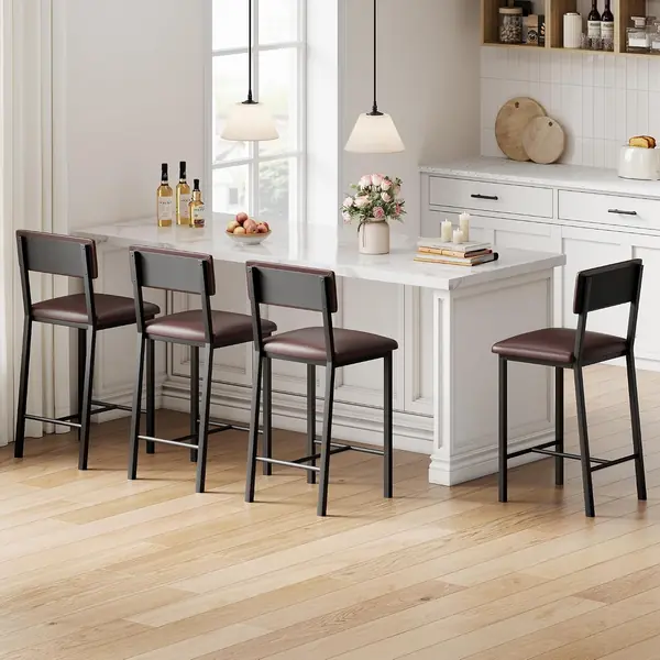 4er-Set Barhocker Mit Rücken- Und Fußstütze, 25'' cm Hohe…
