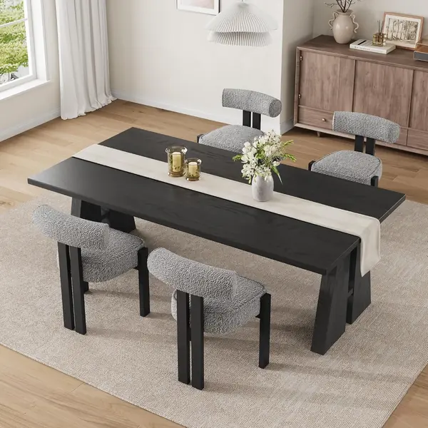4Er Set Bouclé Esszimmerstühle, Gepolsterte Küchen- Und…