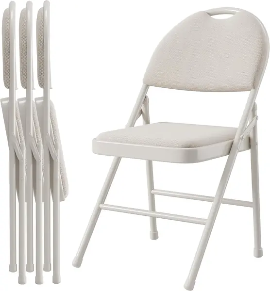 4Er Set Klappstühle Kunstleder, Metallsichtig…
