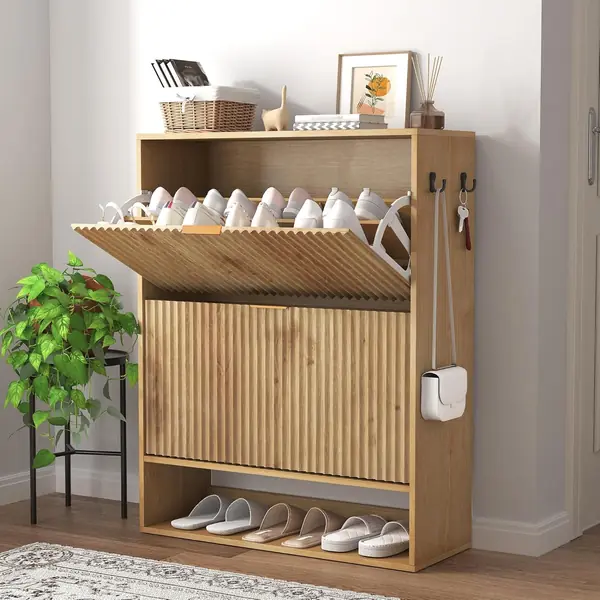 80×30×102 h cm Schuhschrank, Wellen-Design Schmal Shoe…