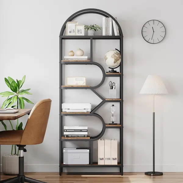 Bücherregal mit Metallrahmen in Bogenform, modernes…