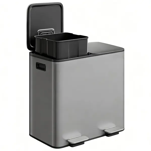 Doppel-Mülleimer 60L - Mülltrennsystem Mattgrau