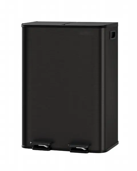 Doppel-Mülleimer Edelstahl - 60L Mattschwarz 2-Fach…