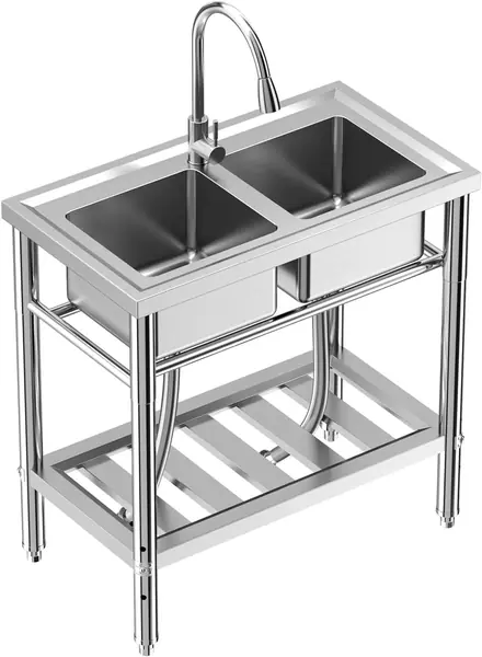Freistehende Küchenspüle Edelstahlspüle Set Waschbecken…