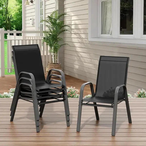 Gartenstühle 4er Set, Stapelbarer Gartenstuhl aus…