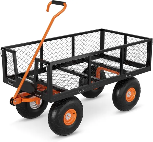 Gartenwagen mit Metallgitterrahmen, Transportwagen mit 4…