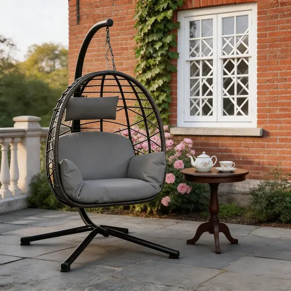 Hängesessel Mit Gestell Outdoor Bis 150 kg, Rattan…