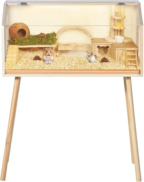 Hamsterkäfig aus Holz mit Beinen