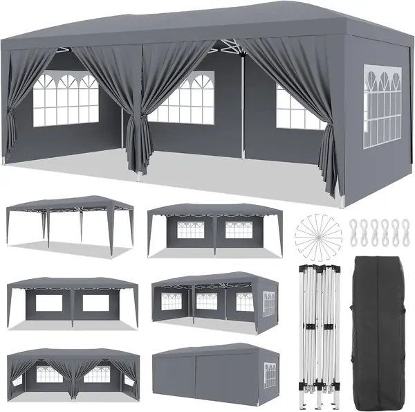 Heavy Duty Pavillon 3x6 m Mit 6 Abnehmbaren Seitenwänden…