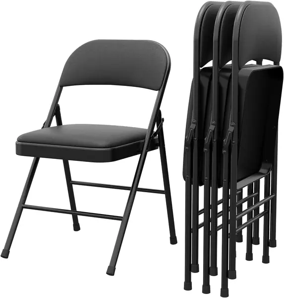 Klappstühle 4er Set Gepolstert Stahlgestell Schwarz