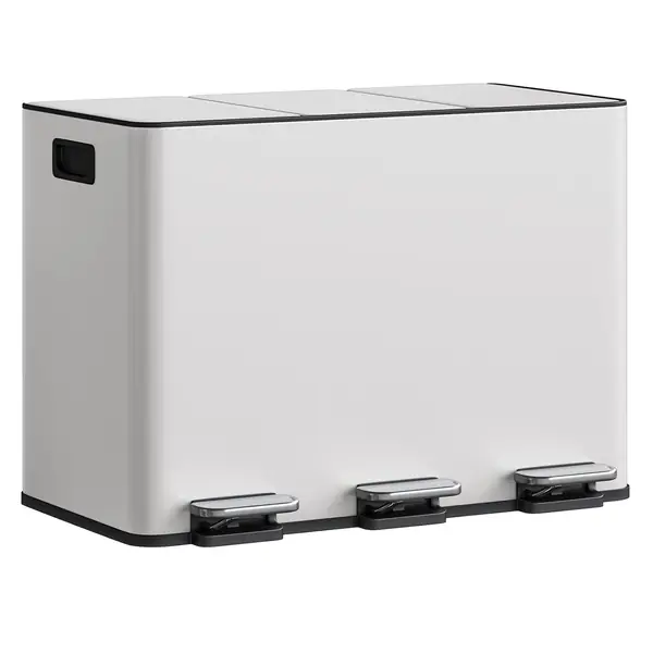 Mülleimer Küche 3 x 15 L aus Edelstahl, 3 Fächer…