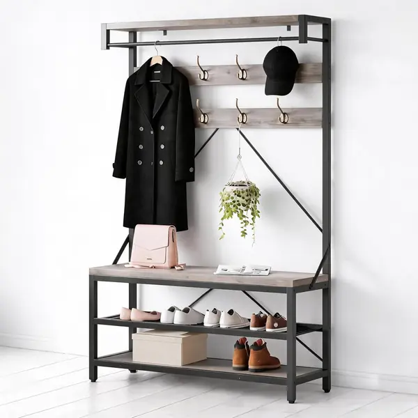Multifunktions-Garderobe mit Schuhbank, 101x183x40cm
