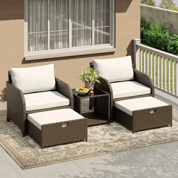 Rattan Gartenmöbel Set 5 Teilig, Lounge Möbel Outdoor…
