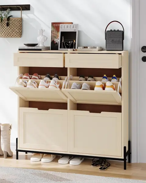 Schuhschrank Mit 4 Klappen, Schuhkipper Schmal Mit 2…