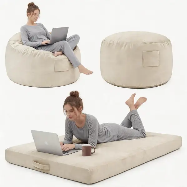 Sitzsack XXL aus Cord, Bean Bag mit Schaumstoff für…