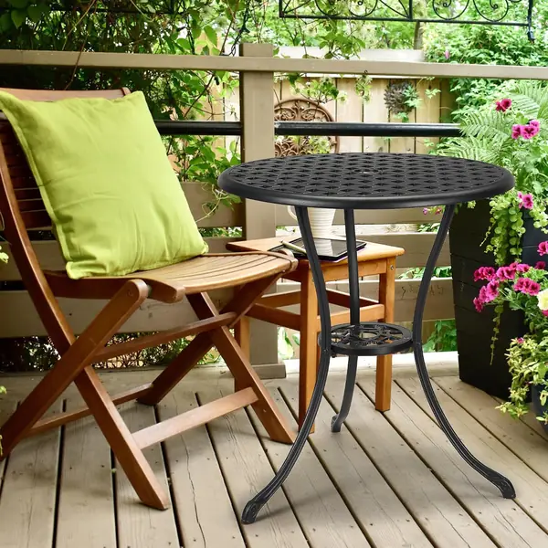 Wetterfester 60cm runder Bistro-Gartentisch aus Aluminium